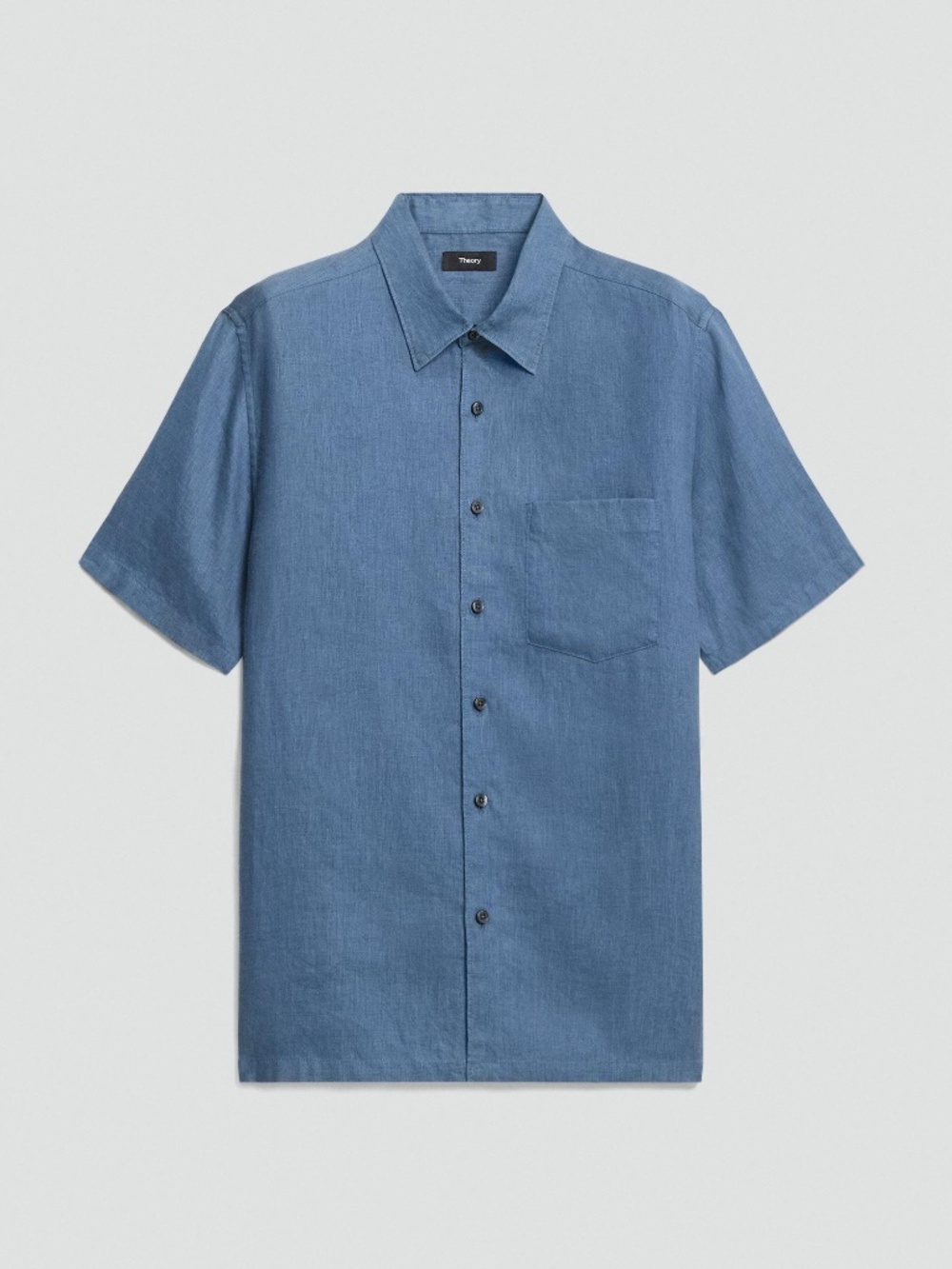 Theory Bering Irving Short-Sleeve Shirt in Relaxed Linen Size XL